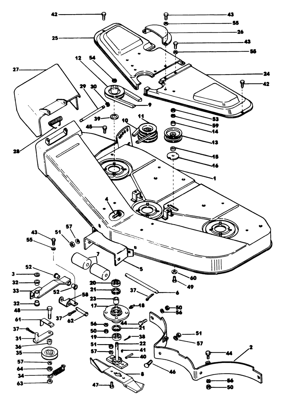 Mower Deck 2 Diagram and Parts List for 62542C (G00000001-G99999999)(1988) Lawn Boy Lawn Tractor